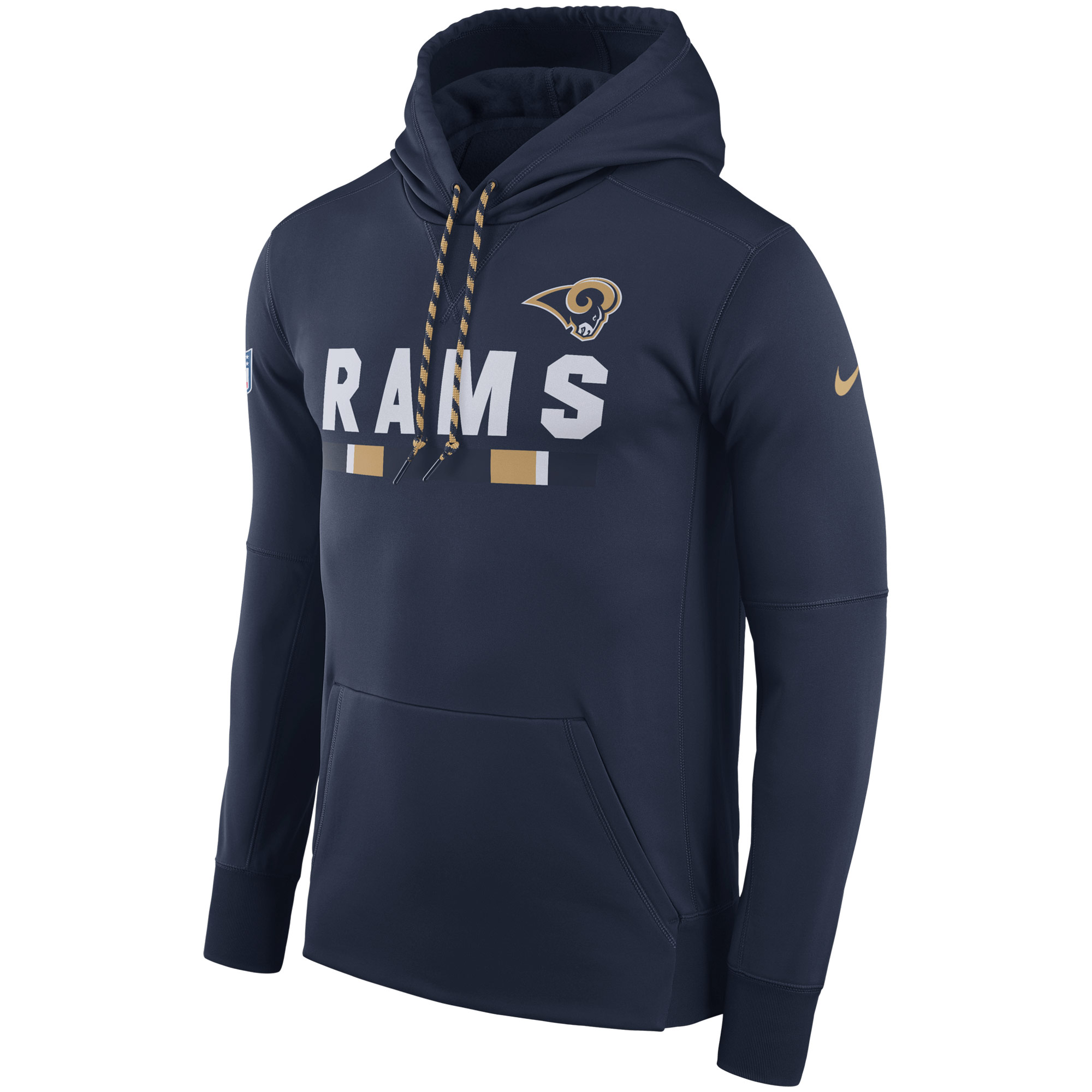 NFL Men Los Angeles Rams Nike Navy Sideline ThermaFit Performance PO Hoodie->los angeles rams->NFL Jersey